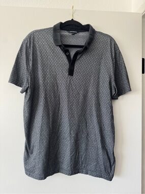 Express Gray Pattern Performance Polo Shirt | Size Large